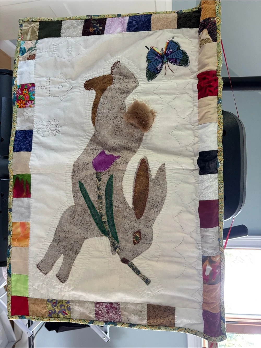 Kids room quilt hanging bunny 25.5”x18”